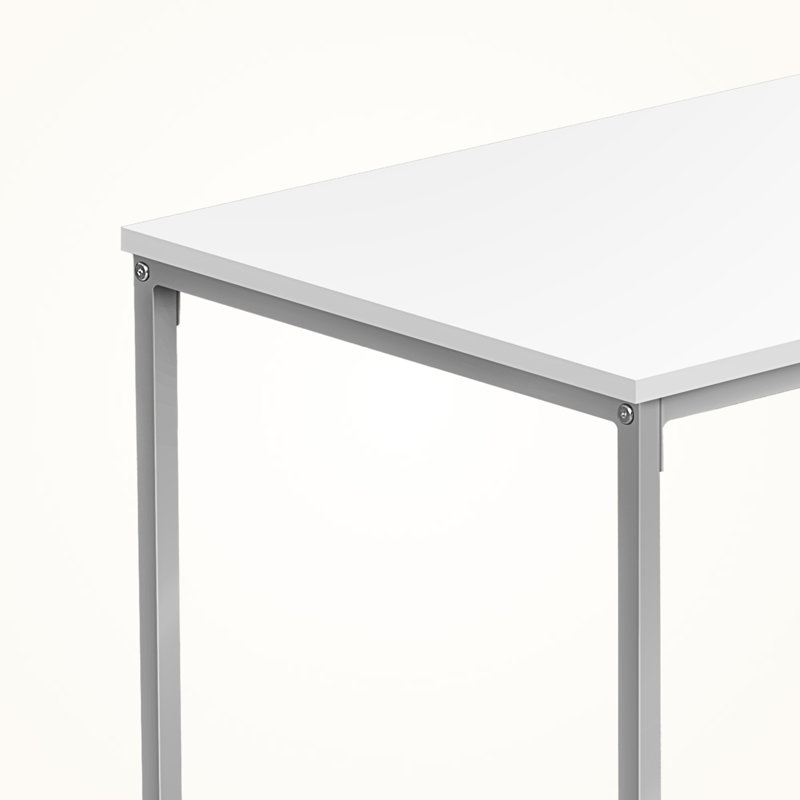 Table basse à finition blanche brillante avec pieds en métal argenté H 17,87 po x l 39,75 po x P 19,83 po
