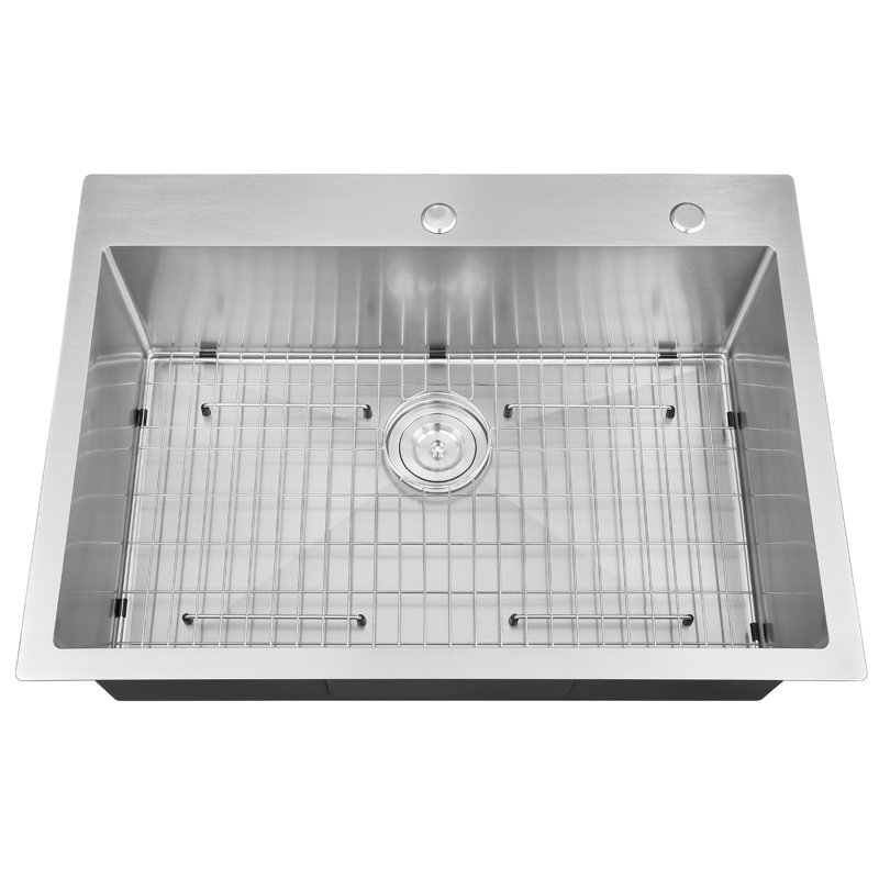 ATTOP 30 Inch Drop in Kitchen Sink Scratch-Resistant Stainless Steel Single Bowl with Bottom Grid