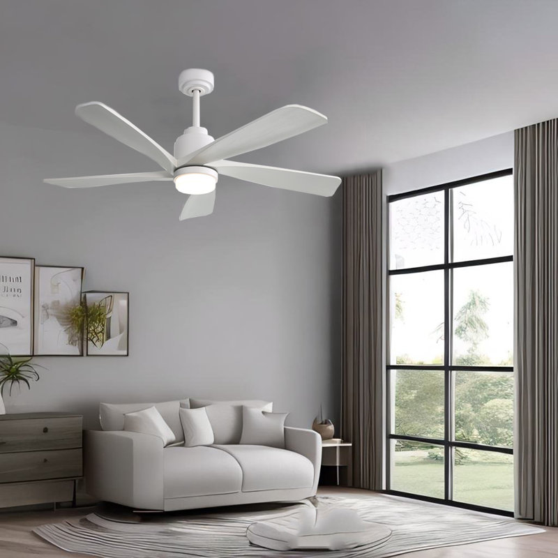 Ventilateur de plafond 52 po avec lumières DEL Lyam, Blanc
