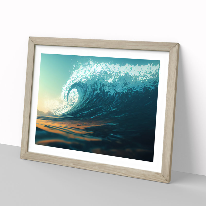 Charismatic Ocean Wave - Framed Print, 25cm H x 34cm W x 2cm D, Oak Framed