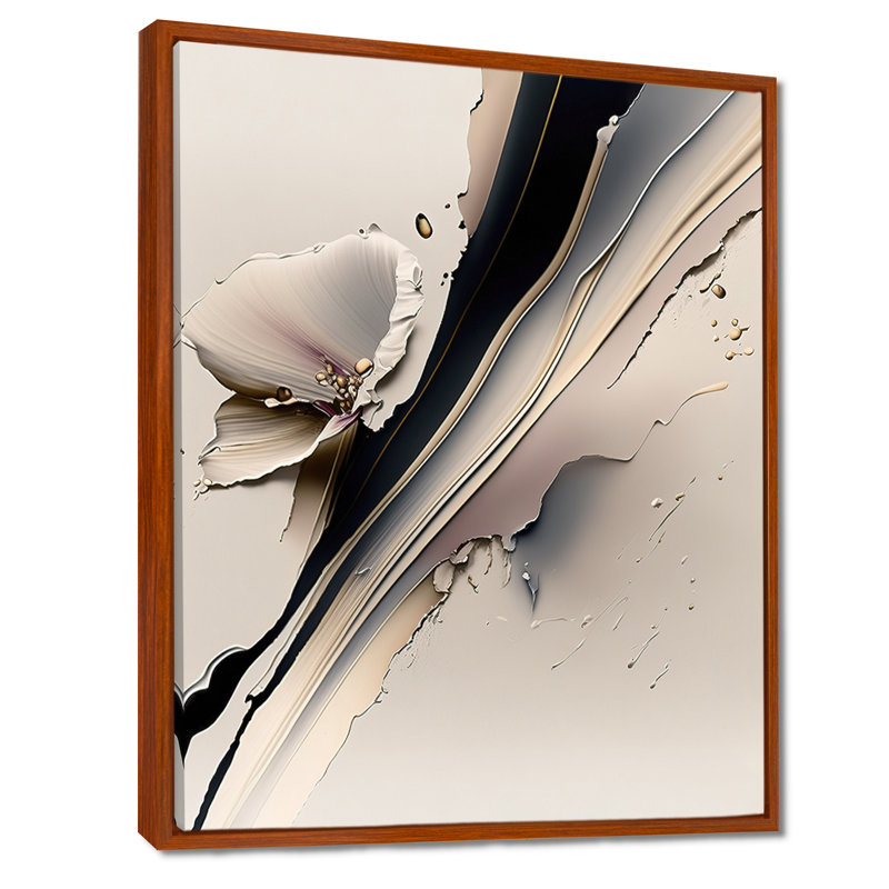 «Beige Orchid Flowers Hyperrealistic IV», reproduction sur toile orchidée, H 20 po x l 12 po, Cadre flottant brun