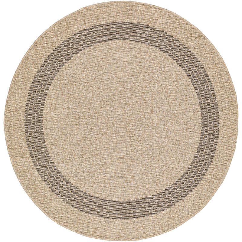 Stockett RoundBoho Jute-Look Beige Brown Area Rug, Round 160cm