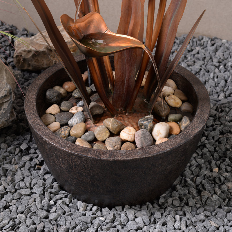 Metal Floor Fountain, Copper, 35.03" H x 14.96" W x 14.96" D