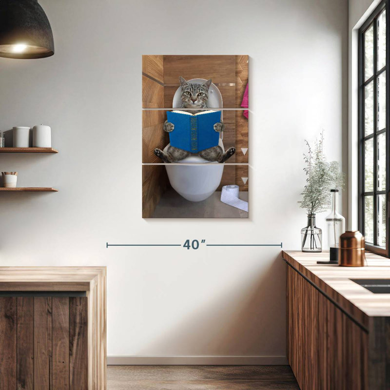 Ketti Tabby Cat Toilet Time, 38" H x 24" W