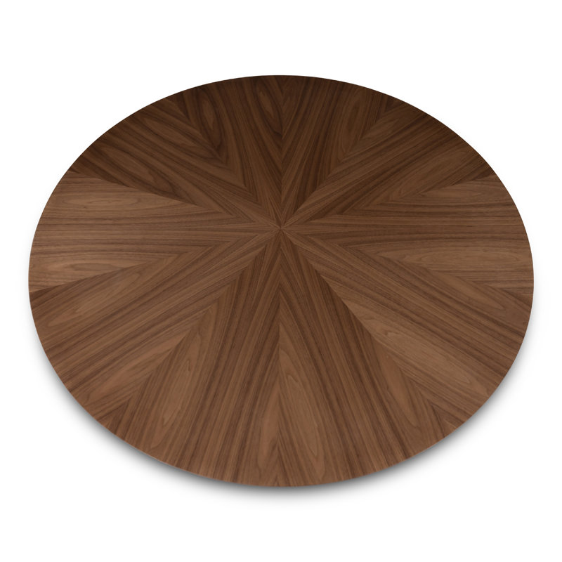 Modern Brazilian Mona Wooden Top Round Dining Table, Nogueira