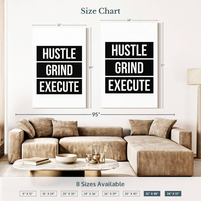 Hustle Grind Execute, H 48 po x l 32 po