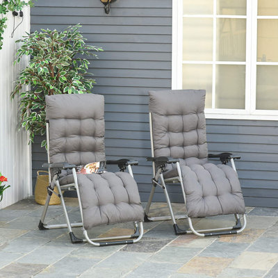 Snaresbrook Reclining Zero Gravity Chair Folding Metal Frame 2pcs Dark Grey