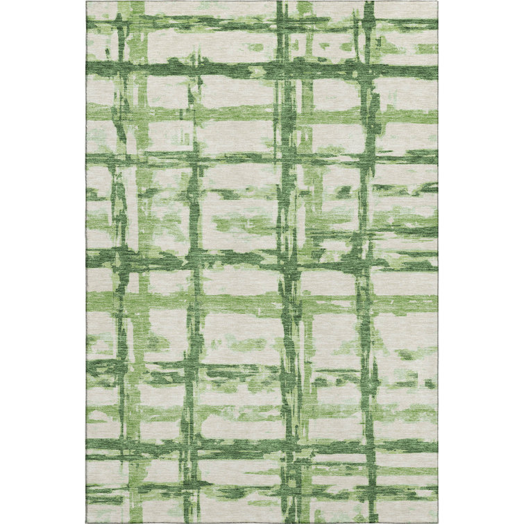 Premium Machine Washable Prisco Green Rug