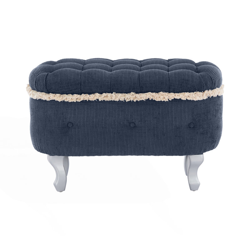 Banc de rangement, banc de bout avec capitonnage, Bleu