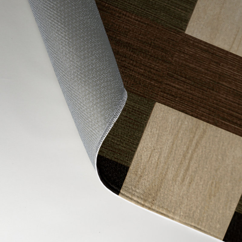 Tapis d'intérieur et d'extérieur à carreaux brun, Rectangle 5 pi x 7 pi