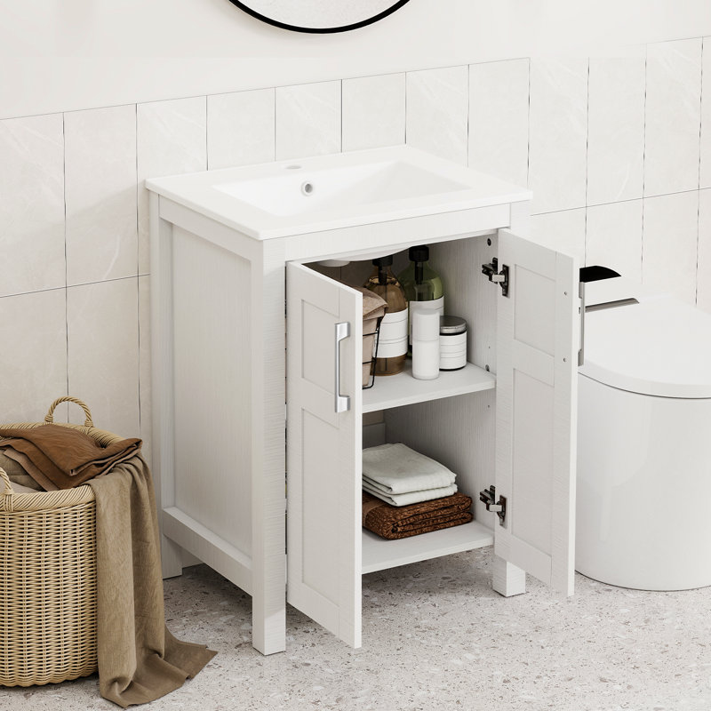 Meuble-lavabo 24 po avec lavabo encastré, Blanc