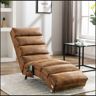Linen Massage Chaise Lounge Indoor with Remote Control, Ergonomic Electric Long Lounger for Ultimate Relaxation and Comfort by Ebern Designs