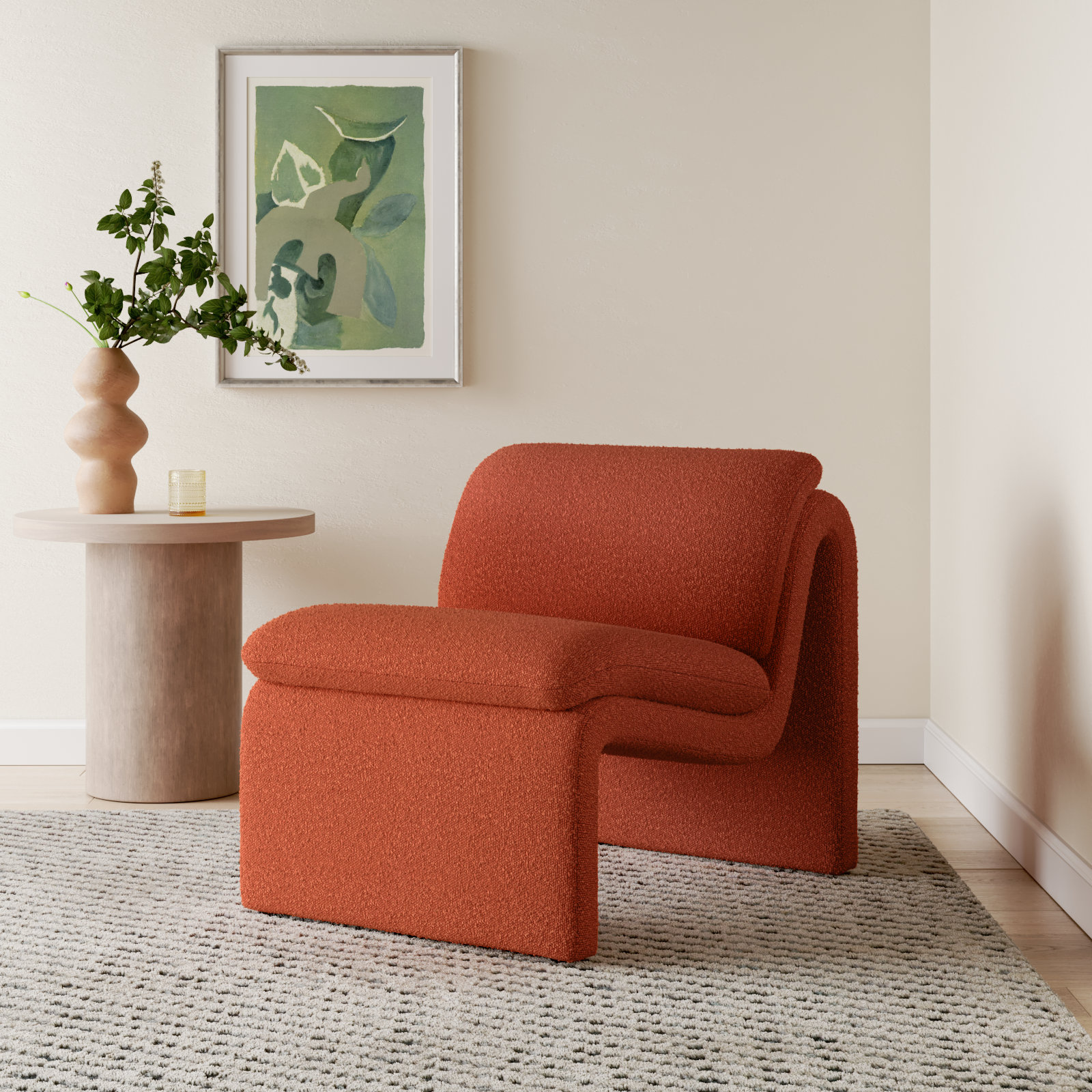 Piara Upholstered Accent Chair, Rust Orange
