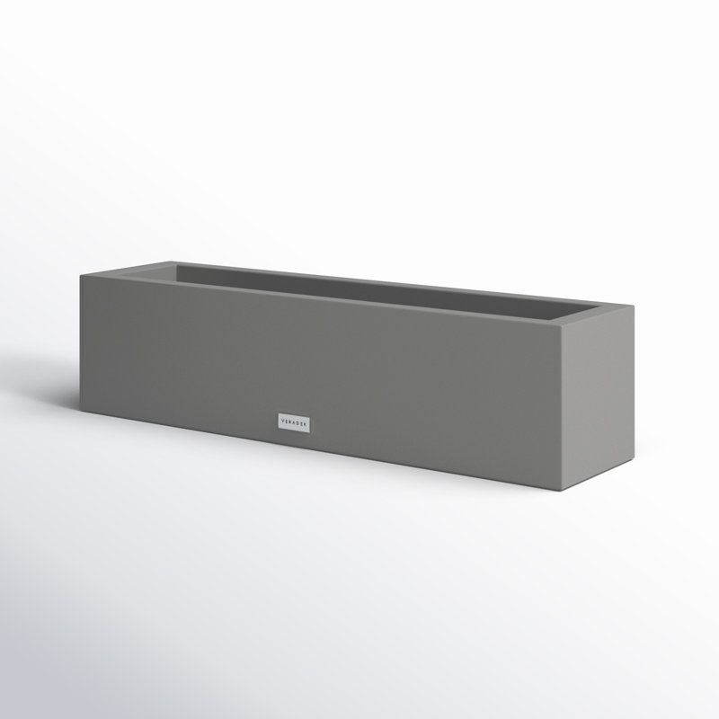 Gray Rectangular Plastic Window Box Planter with Drainage Holes