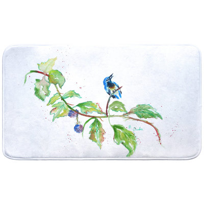 Tapis de bain oiseaux et mûres