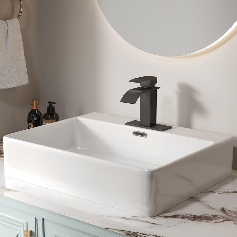 Three-hole bathroom faucet with drain kit, Matt Black