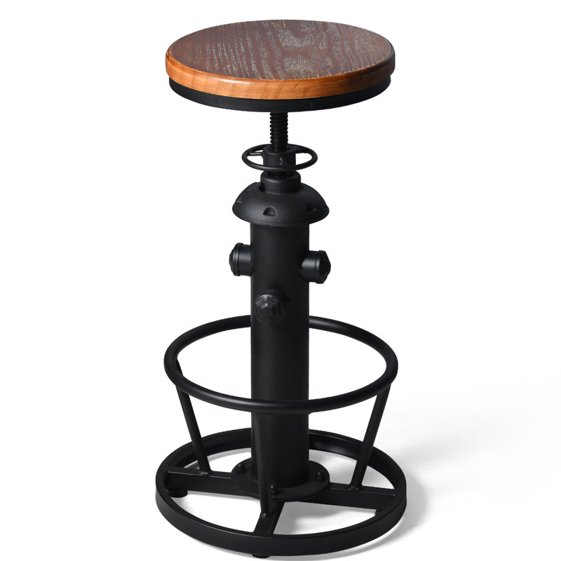 Tabouret de bar antique et industriel, Noir