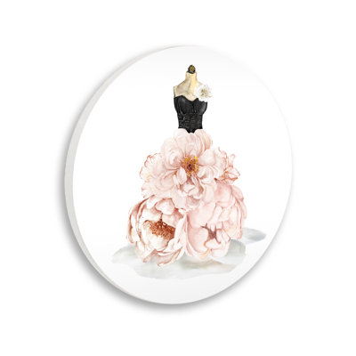 Plaque murale mannequin rose à motif floral de pivoines roses, 12 po de diamètre