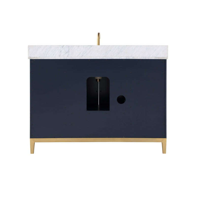 Gracie 48'' W Single Vanity, Carrara Marble, Pacific Blue