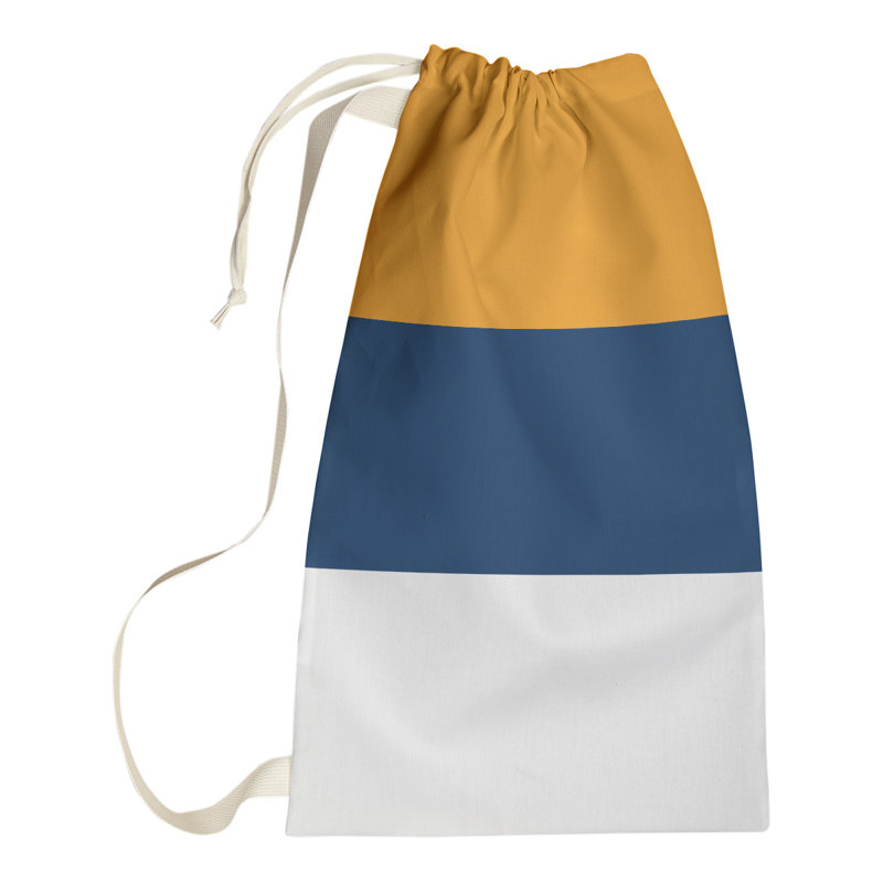 Utah Fabric Laundry Bag with Handles, Large ( 36" x 28" x 1.5"), Gold/Navy/White
