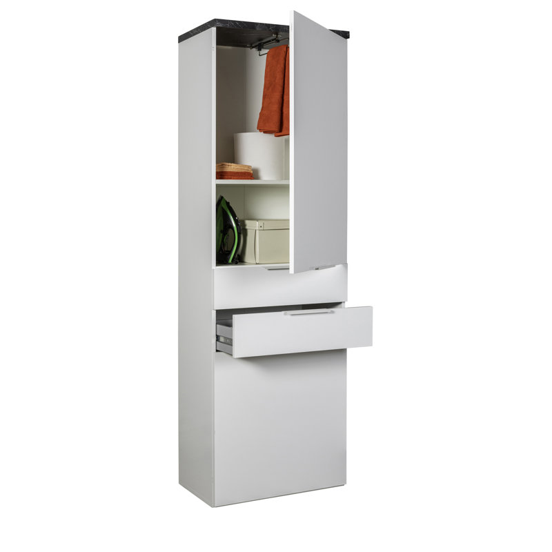 Mundi 2 Door Wardrobe, 190cm H x 61cm W x 36cm D, Glossy White/Grey