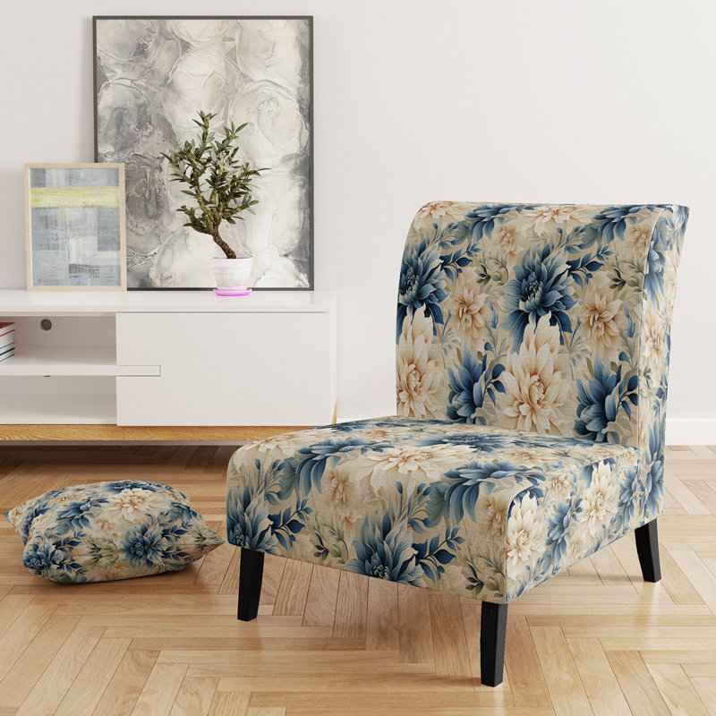 Fauteuil de chambre rembourré C, Motif de dentelle tropicales