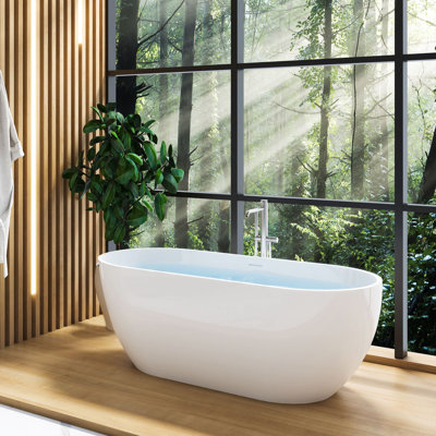 Gaugain 68.11 " L x 70.08 " W Freestanding and Mounting / Installation Required Soaking Acrylic Bathtub