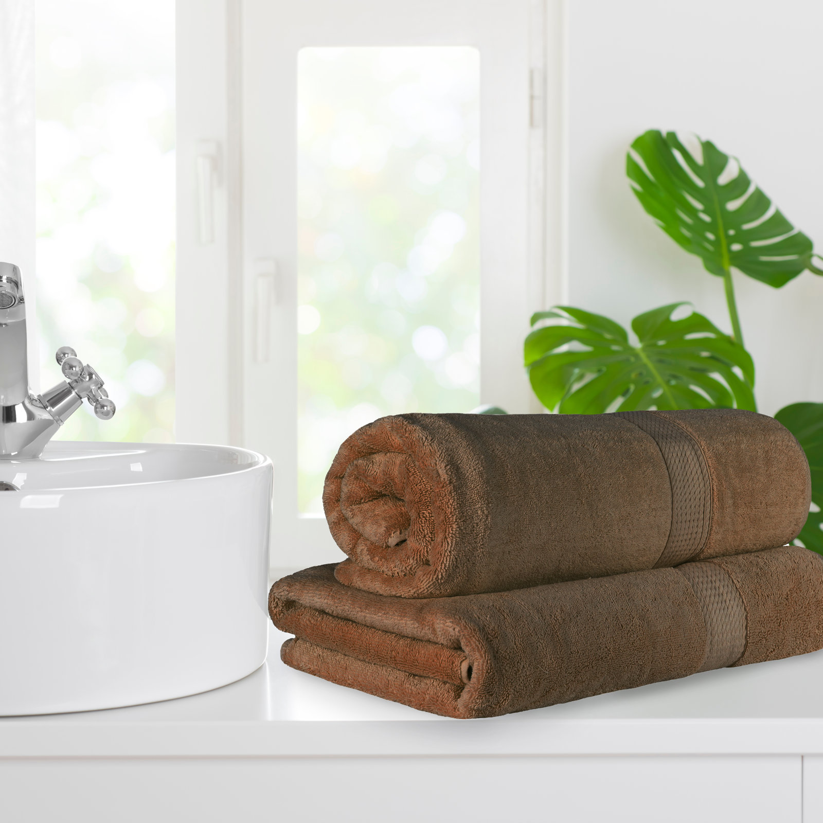 Renata 2-Piece Egyptian Cotton Bath Sheet Set, Chocolate