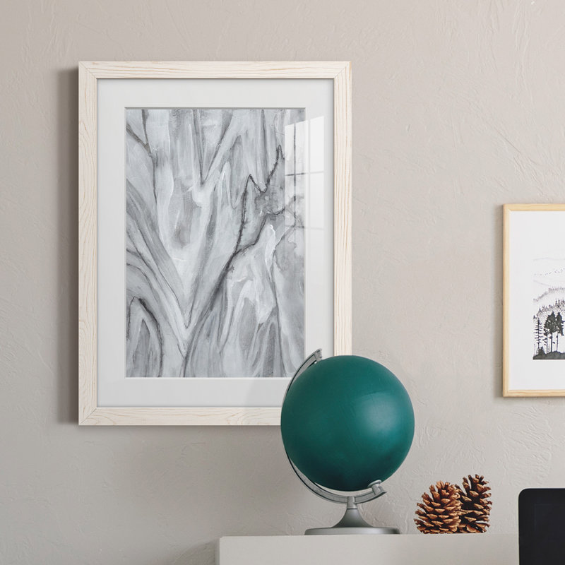 Marbré blanc II - peinture encadrée, Blanc, H 20 po x l 17 po x P 1 po