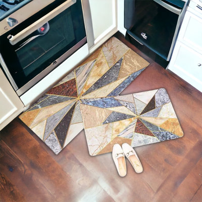 Jayleene Geometric Water Resistant Anti-Fatigue Non-Skid Kitchen Mat