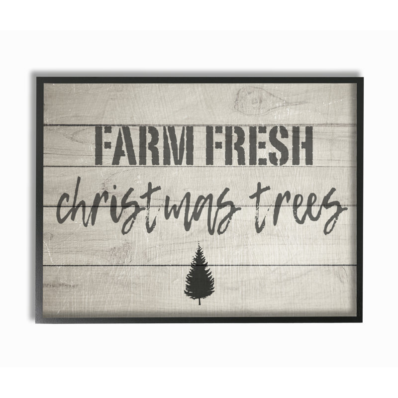 « Farm Fresh Christmas Trees », affiche vintage d'art textuel, H 11 po x l 14 po, Giclée encadrée noir minuit