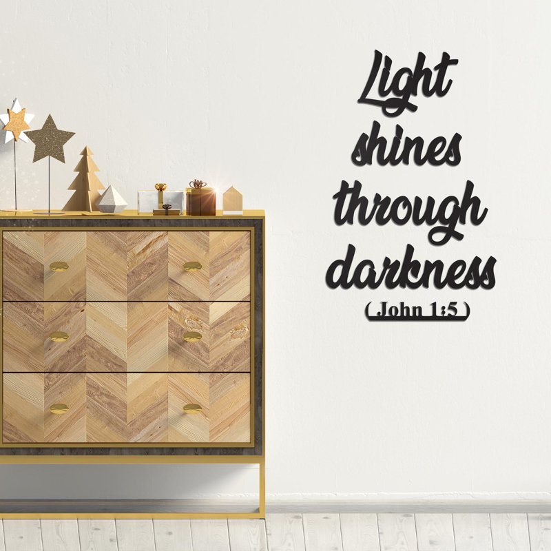 Light Shines Through Darkness Metal Wall Art, John 1:5, Bible Verse Sign, Christian Home Decor, Scripture Wall Art, Inspirational Gift