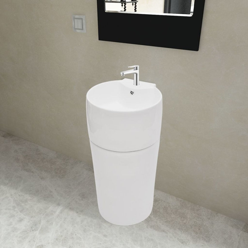 Belfry Bathroom Bollitree 415mm W Ceramic Circular Sink with Overflow, White