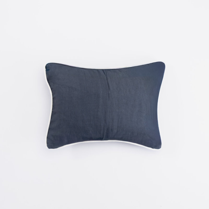 Catherine Linen Lumbar Pillow Cover & Insert, Steel Blue