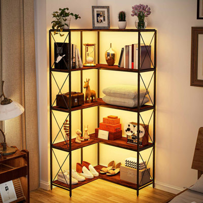 Bibliothèque haute à 4 tablettes, bibliothèque de rangement et de présentation pour le bureau à domicile et le salon