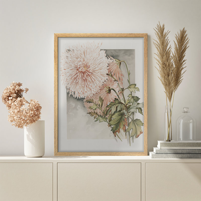 "Fleurs de chrysanthème, œuvre d'art rustique, affiches encadrées, petit art mural de salle de bain", H 14 po x l 11 po