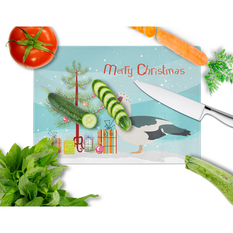 Caroline's Treasures Tempered Glass Muscovy Duck Christmas Cutting Board