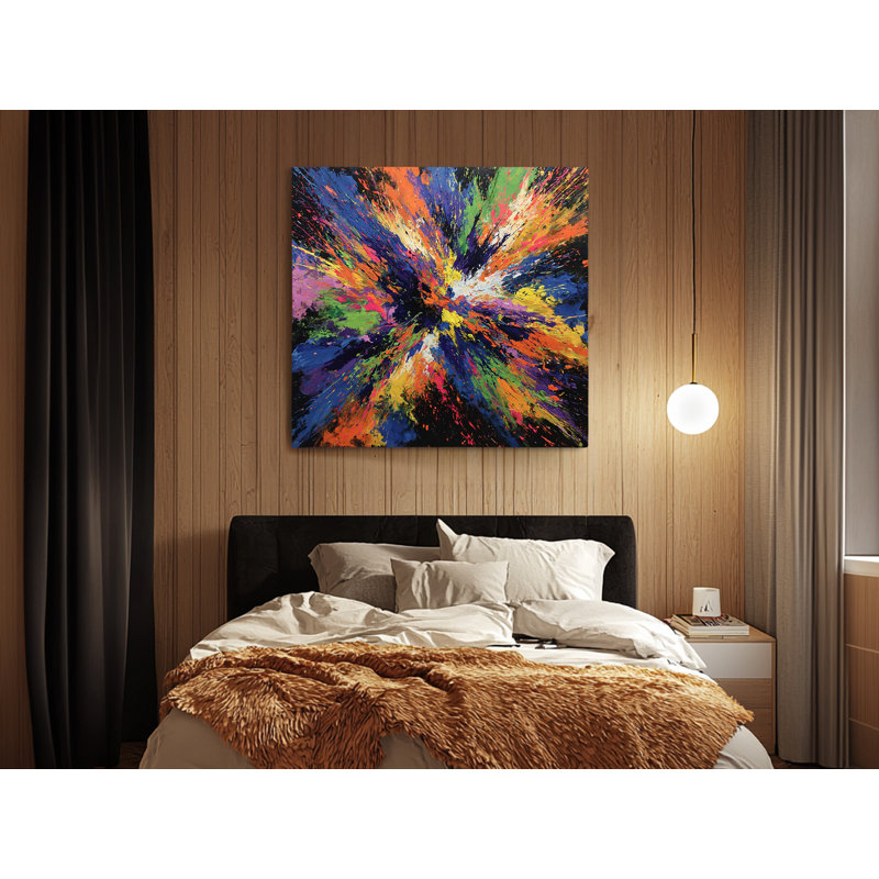 Reproduction d'art abstrait sur toile, peinture abstraite multicolore éclatante, 16 po x 16 po