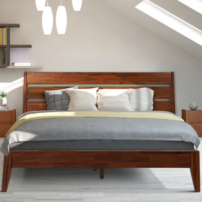 Emery 2 Piece Bedroom Set Solid Wood Platform Bed Frame with Headboard and Nightstand