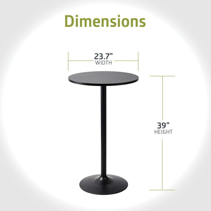2 Pack Round Bar And Pub Table, Black