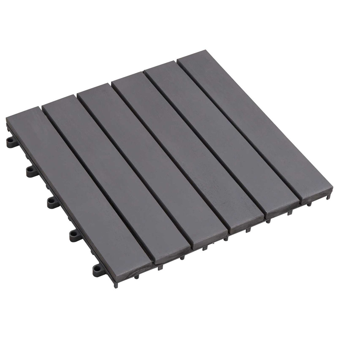 30cm L x 30cm W Acacia Hardwood Interlocking Deck Deck Tile Kit