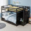 Lit superposé double avec lit gigogne et escalier en bois massif pour garçons et filles-1134843801-1134843803