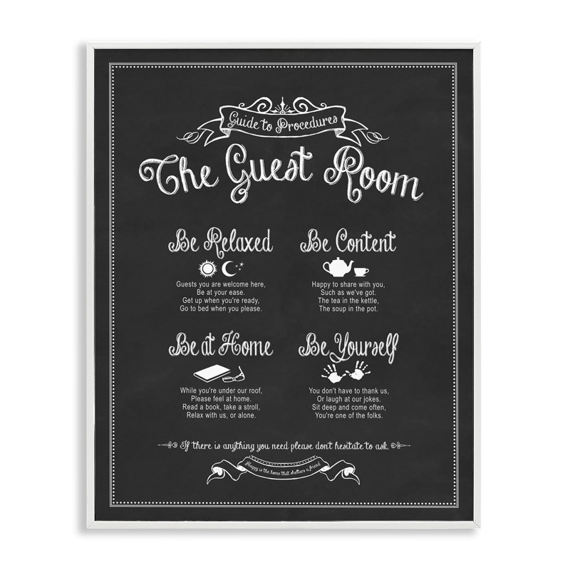 Le guide de chambre d'invités par Lettered and Lined - reproduction d'art textuel sur toile, H 30 po x l 24 po