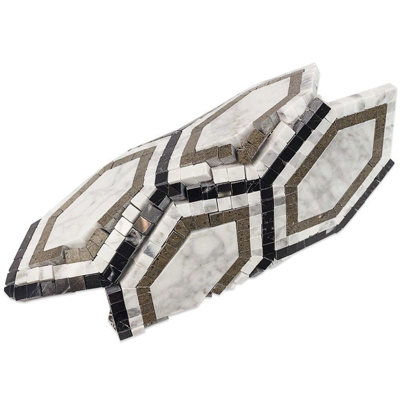 Infinity Hexagon Marble Tile, Carrara/Lagos