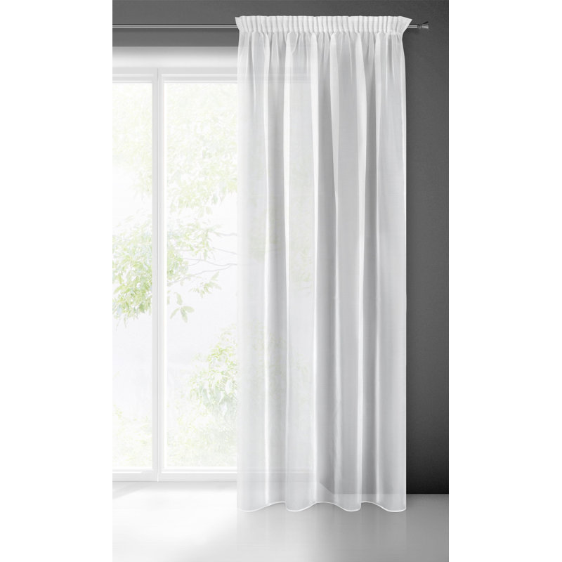 Kashmier Sheer Curtain Single Panel, White, 270cm H x 140cm W