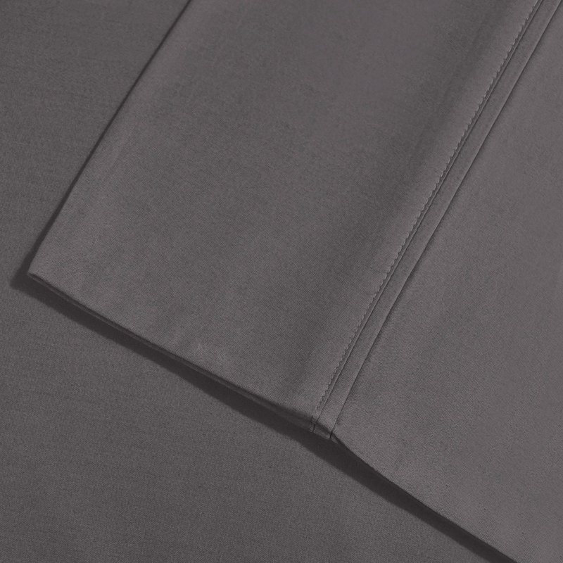Sateen Solid Colour Sheet Set, Grey, Full Sheet Set with 2 Pillowcases