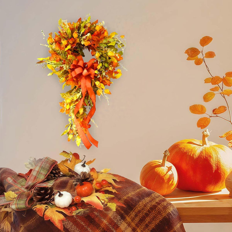 Fall Wreath - Vintage Autumn Maple Leaf Door Hanging Decor
