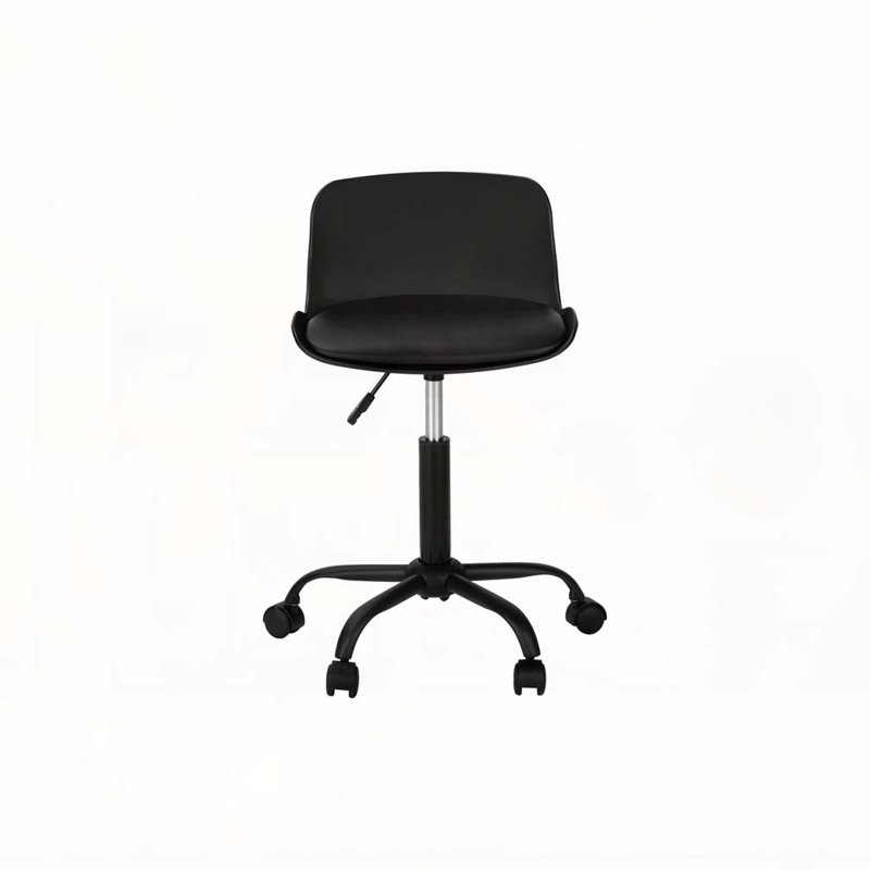 Office Chair,Adjustable Height,Swivel,Ergonomic,Computer Desk,Work,Juvenile,Black Leather Look,White Metal,Contemporary,