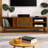 59 Inch Mid-Century Modern Rattan TV Stand, Media Console With Solid Wood Feet & Rattan Doors, Light Wood, Fits 65 Inch TV For Living Room-390945077
