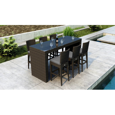 Glen Ellyn 6 - Person Wicker Patio Dining Set with Rectangular Table